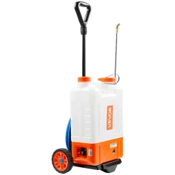 VEVOR Battery Powered Backpack Sprayer with Cart, 0-94 PSI Adjustable Pressure, 4 Gallon Tank on Wheels, with 8 Nozzles and 2 Wands, 12V 7.2Ah Battery, Wide Mouth Lid for Weeding, Spraying, Cleaning