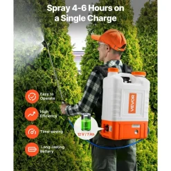 VEVOR Battery Powered Backpack Sprayer with Cart, 0-94 PSI Adjustable Pressure, 4 Gallon Tank on Wheels, with 8 Nozzles and 2 Wands, 12V 7.2Ah Battery, Wide Mouth Lid for Weeding, Spraying, Cleaning