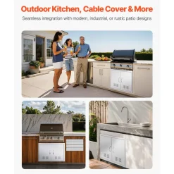 VEVOR BBQ Access Door, 30W x 21H Inch Double Outdoor Kitchen Door, Stainless Steel Flush Mount Door, Wall Vertical Door with Handles and Vents, for BBQ Island, Grilling Station, Outside Cabinet