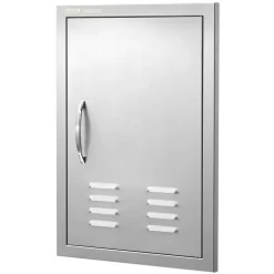 VEVOR BBQ Access Door, 17W x 24H Inch Single Outdoor Kitchen Door, Stainless Steel Flush Mount Door, Wall Vertical Door with Handle, Vents and Hook, for BBQ Island, Grilling Station, Outside Cabinet