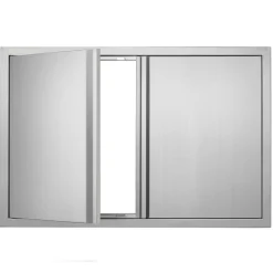VEVOR BBQ Access Door, 26W x 24H Inch Double Outdoor Kitchen Door, Stainless Steel Flush Mount Door, Wall Vertical Door with Recessed Handles , for BBQ Island, Grilling Station, Outside Cabinet