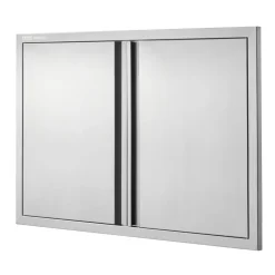 VEVOR BBQ Access Door, 26W x 24H Inch Double Outdoor Kitchen Door, Stainless Steel Flush Mount Door, Wall Vertical Door with Recessed Handles , for BBQ Island, Grilling Station, Outside Cabinet