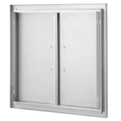 VEVOR BBQ Access Door, 26W x 24H Inch Double Outdoor Kitchen Door, Stainless Steel Flush Mount Door, Wall Vertical Door with Handles, for BBQ Island, Grilling Station, Outside Cabinet