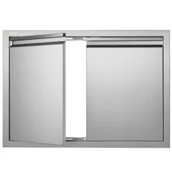 VEVOR BBQ Access Door, 30W x 21H Inch Double Outdoor Kitchen Door, Stainless Steel Flush Mount Door, Wall Vertical Door with Recessed Handles , for BBQ Island, Grilling Station, Outside Cabinet