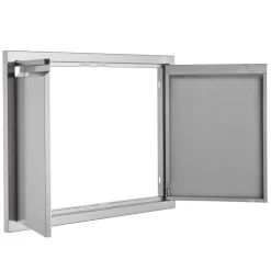 VEVOR BBQ Access Door, 30W x 21H Inch Double Outdoor Kitchen Door, Stainless Steel Flush Mount Door, Wall Vertical Door with Recessed Handles , for BBQ Island, Grilling Station, Outside Cabinet
