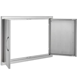 VEVOR BBQ Access Door, 33W x 22H Inch Double Outdoor Kitchen Door, Stainless Steel Flush Mount Door, Wall Vertical Door with Handles, for BBQ Island, Grilling Station, Outside Cabinet