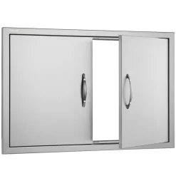 VEVOR BBQ Access Door, 33W x 22H Inch Double Outdoor Kitchen Door, Stainless Steel Flush Mount Door, Wall Vertical Door with Handles, for BBQ Island, Grilling Station, Outside Cabinet