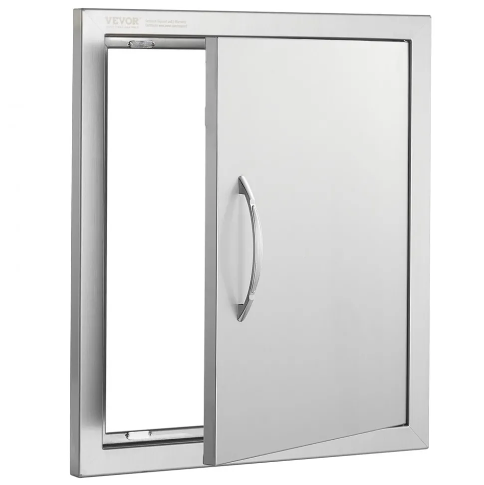 VEVOR BBQ Access Door, 18W x 20H Inch Single Outdoor Kitchen Door, Stainless Steel Flush Mount Door, Wall Vertical Door with Handle and Hook, for BBQ Island, Grilling Station, Outside Cabinet