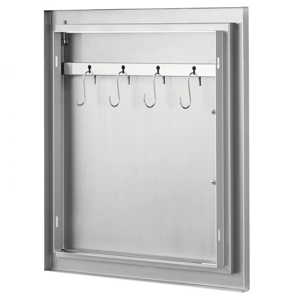 VEVOR BBQ Access Door, 18W x 20H Inch Single Outdoor Kitchen Door, Stainless Steel Flush Mount Door, Wall Vertical Door with Handle and Hook, for BBQ Island, Grilling Station, Outside Cabinet
