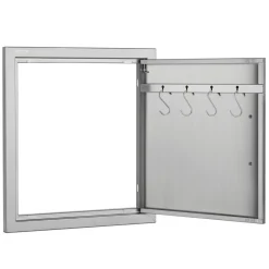VEVOR BBQ Access Door, 18W x 20H Inch Single Outdoor Kitchen Door, Stainless Steel Flush Mount Door, Wall Vertical Door with Handle and Hook, for BBQ Island, Grilling Station, Outside Cabinet