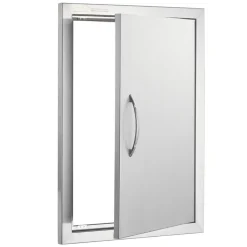 VEVOR BBQ Access Door, 14W x 20H Inch Single Outdoor Kitchen Door, Stainless Steel Flush Mount Door, Wall Vertical Door with Handle, for BBQ Island, Grilling Station, Outside Cabinet