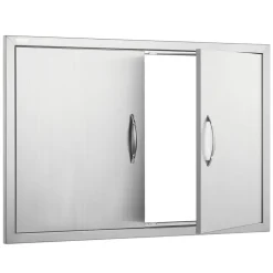 VEVOR BBQ Access Door, 28W x 19H Inch Double Outdoor Kitchen Door, Stainless Steel Flush Mount Door, Wall Vertical Door with Handles, for BBQ Island, Grilling Station, Outside Cabinet