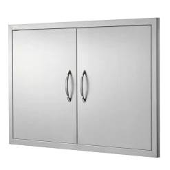 VEVOR BBQ Access Door, 28W x 19H Inch Double Outdoor Kitchen Door, Stainless Steel Flush Mount Door, Wall Vertical Door with Handles, for BBQ Island, Grilling Station, Outside Cabinet
