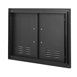 VEVOR BBQ Access Door, 30W x 21H Inch Double Outdoor Kitchen Door, Cold Plate Flush Mount Door, Wall Vertical Door with Handles and Ventss, for BBQ Island, Grilling Station, Outside Cabinet