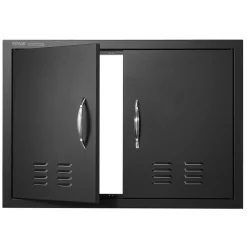VEVOR BBQ Access Door, 30W x 21H Inch Double Outdoor Kitchen Door, Cold Plate Flush Mount Door, Wall Vertical Door with Handles and Ventss, for BBQ Island, Grilling Station, Outside Cabinet