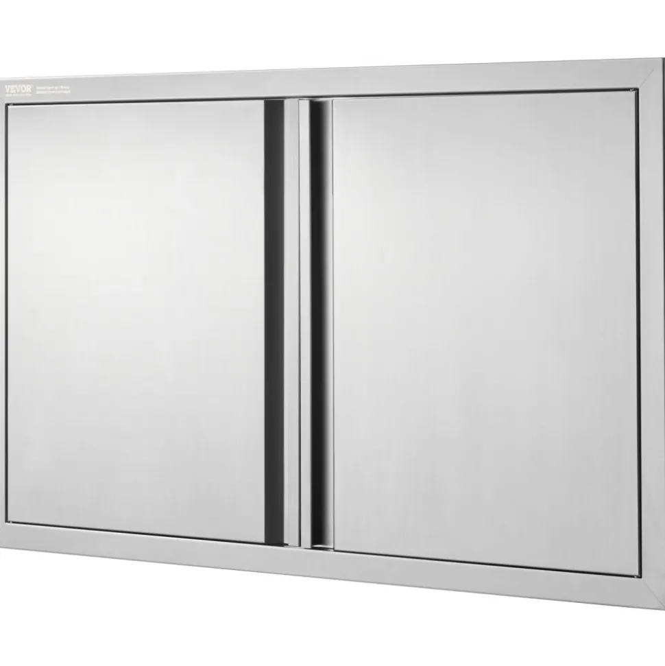 VEVOR BBQ Access Door, 36W x 21H Inch Double Outdoor Kitchen Door, Stainless Steel Flush Mount Door, Wall Vertical Door with Recessed Handles , for BBQ Island, Grilling Station, Outside Cabinet