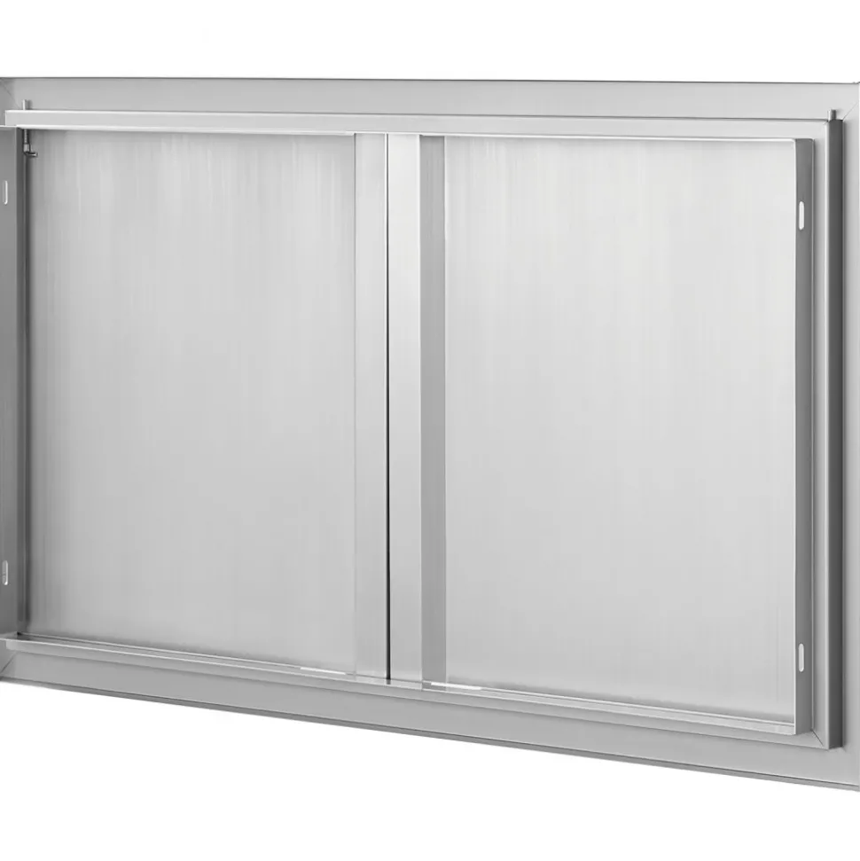 VEVOR BBQ Access Door, 36W x 21H Inch Double Outdoor Kitchen Door, Stainless Steel Flush Mount Door, Wall Vertical Door with Recessed Handles , for BBQ Island, Grilling Station, Outside Cabinet