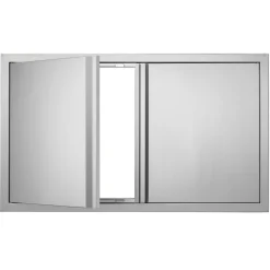VEVOR BBQ Access Door, 36W x 21H Inch Double Outdoor Kitchen Door, Stainless Steel Flush Mount Door, Wall Vertical Door with Recessed Handles , for BBQ Island, Grilling Station, Outside Cabinet