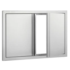 VEVOR BBQ Access Door, 30W x 21H Inch Double Outdoor Kitchen Door, Stainless Steel Flush Mount Door, Wall Vertical Door with Recessed Handles , for BBQ Island, Grilling Station, Outside Cabinet