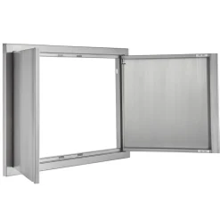 VEVOR BBQ Access Door, 30W x 21H Inch Double Outdoor Kitchen Door, Stainless Steel Flush Mount Door, Wall Vertical Door with Recessed Handles , for BBQ Island, Grilling Station, Outside Cabinet
