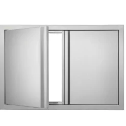 VEVOR BBQ Access Door, 30W x 21H Inch Double Outdoor Kitchen Door, Stainless Steel Flush Mount Door, Wall Vertical Door with Recessed Handles , for BBQ Island, Grilling Station, Outside Cabinet