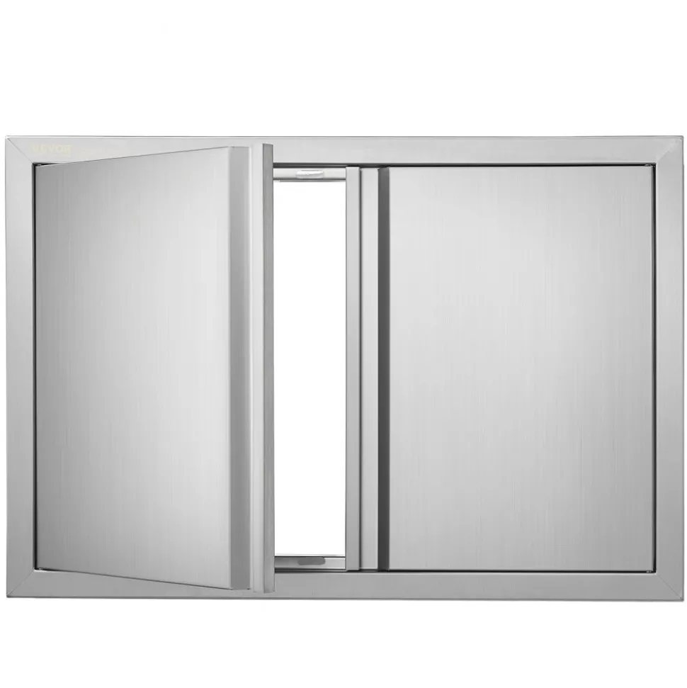 VEVOR BBQ Access Door, 16W x 22H Inch Single Outdoor Kitchen Door, Stainless Steel Flush Mount Door, Wall Vertical Door with Handle, for BBQ Island, Grilling Station, Outside Cabinet