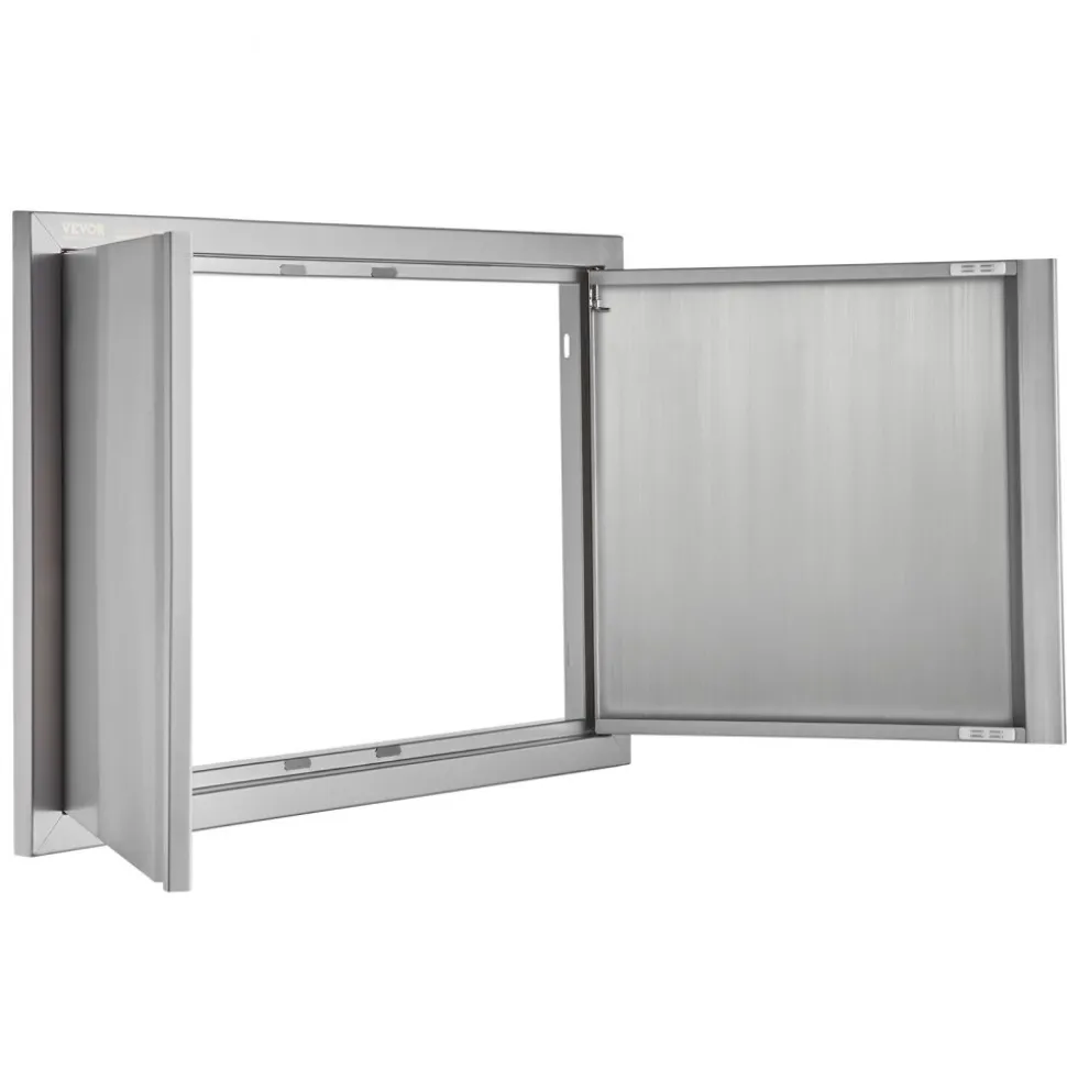 VEVOR BBQ Access Door, 16W x 22H Inch Single Outdoor Kitchen Door, Stainless Steel Flush Mount Door, Wall Vertical Door with Handle, for BBQ Island, Grilling Station, Outside Cabinet
