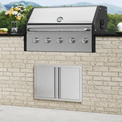 VEVOR BBQ Access Door, 16W x 22H Inch Single Outdoor Kitchen Door, Stainless Steel Flush Mount Door, Wall Vertical Door with Handle, for BBQ Island, Grilling Station, Outside Cabinet