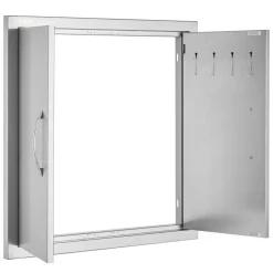 VEVOR BBQ Access Door, 24W x 24H Inch Double Outdoor Kitchen Door, Stainless Steel Flush Mount Door, Double Wall Vertical Door with Handles and Hooks, for BBQ Island, Grilling Station, Outside Cabinet