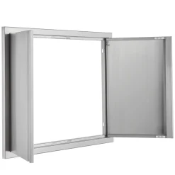 VEVOR BBQ Access Door, 31W x 24H Inch Double Outdoor Kitchen Door, Stainless Steel Flush Mount Door, Wall Vertical Door with Recessed Handles , for BBQ Island, Grilling Station, Outside Cabinet
