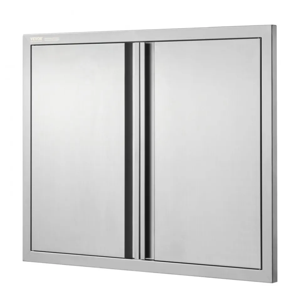 VEVOR BBQ Access Door, 31W x 24H Inch Double Outdoor Kitchen Door, Stainless Steel Flush Mount Door, Wall Vertical Door with Recessed Handles , for BBQ Island, Grilling Station, Outside Cabinet