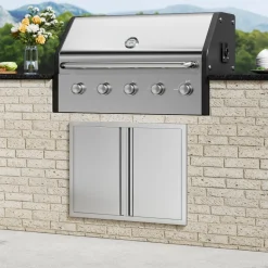 VEVOR BBQ Access Door, 31W x 24H Inch Double Outdoor Kitchen Door, Stainless Steel Flush Mount Door, Wall Vertical Door with Recessed Handles , for BBQ Island, Grilling Station, Outside Cabinet