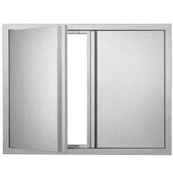 VEVOR BBQ Access Door, 31W x 24H Inch Double Outdoor Kitchen Door, Stainless Steel Flush Mount Door, Wall Vertical Door with Recessed Handles , for BBQ Island, Grilling Station, Outside Cabinet