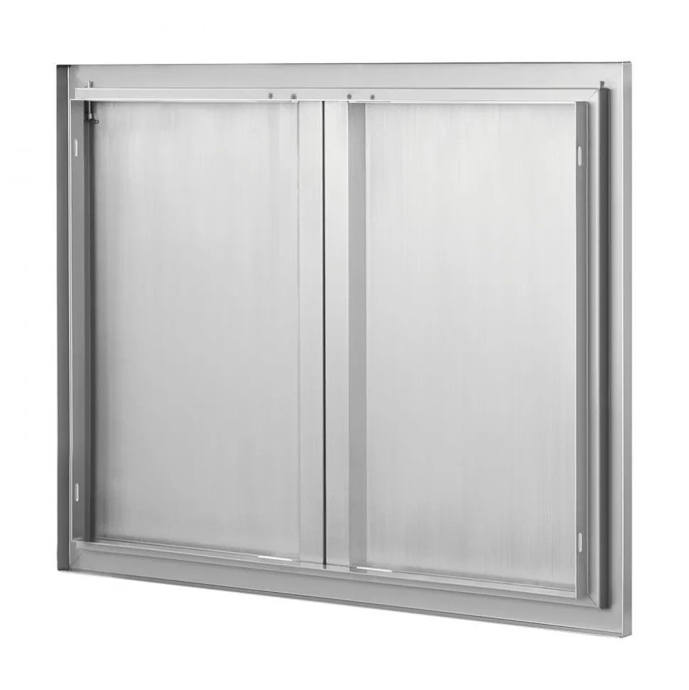 VEVOR BBQ Access Door, 31W x 24H Inch Double Outdoor Kitchen Door, Stainless Steel Flush Mount Door, Wall Vertical Door with Recessed Handles , for BBQ Island, Grilling Station, Outside Cabinet