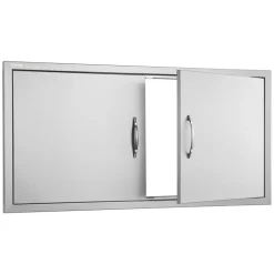 VEVOR BBQ Access Door, 42W x 21H Inch Double Outdoor Kitchen Door, Stainless Steel Flush Mount Door, Wall Vertical Door with Handles, for BBQ Island, Grilling Station, Outside Cabinet