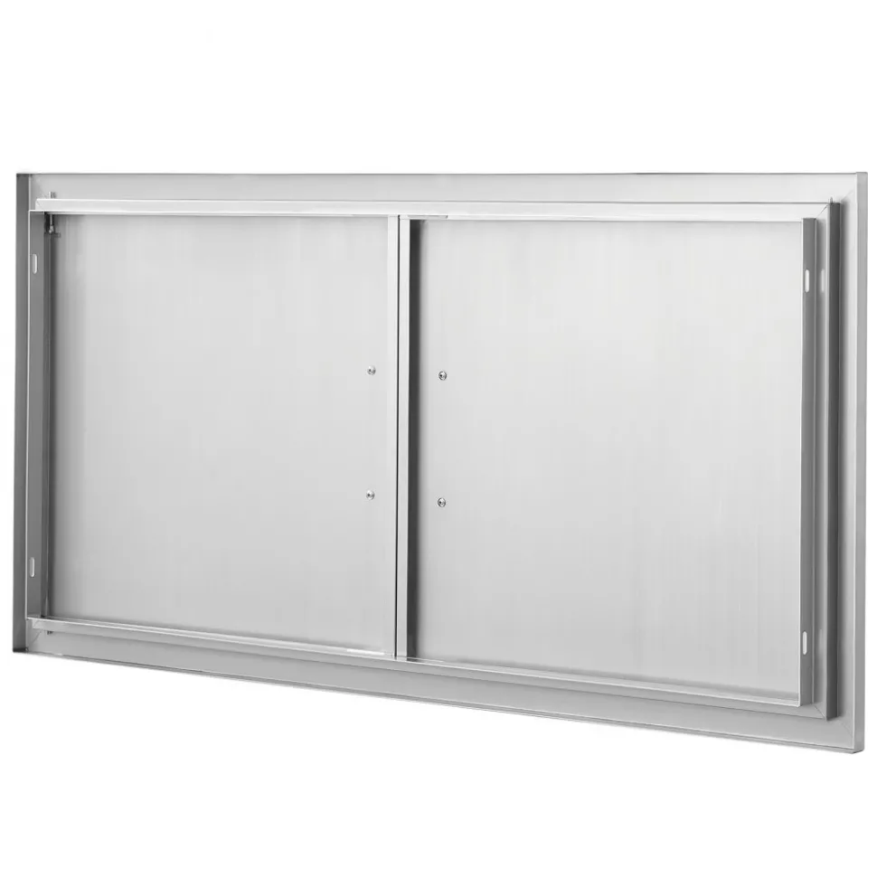 VEVOR BBQ Access Door, 42W x 21H Inch Double Outdoor Kitchen Door, Stainless Steel Flush Mount Door, Wall Vertical Door with Handles, for BBQ Island, Grilling Station, Outside Cabinet
