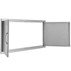 VEVOR BBQ Access Door, 42W x 21H Inch Double Outdoor Kitchen Door, Stainless Steel Flush Mount Door, Wall Vertical Door with Handles, for BBQ Island, Grilling Station, Outside Cabinet