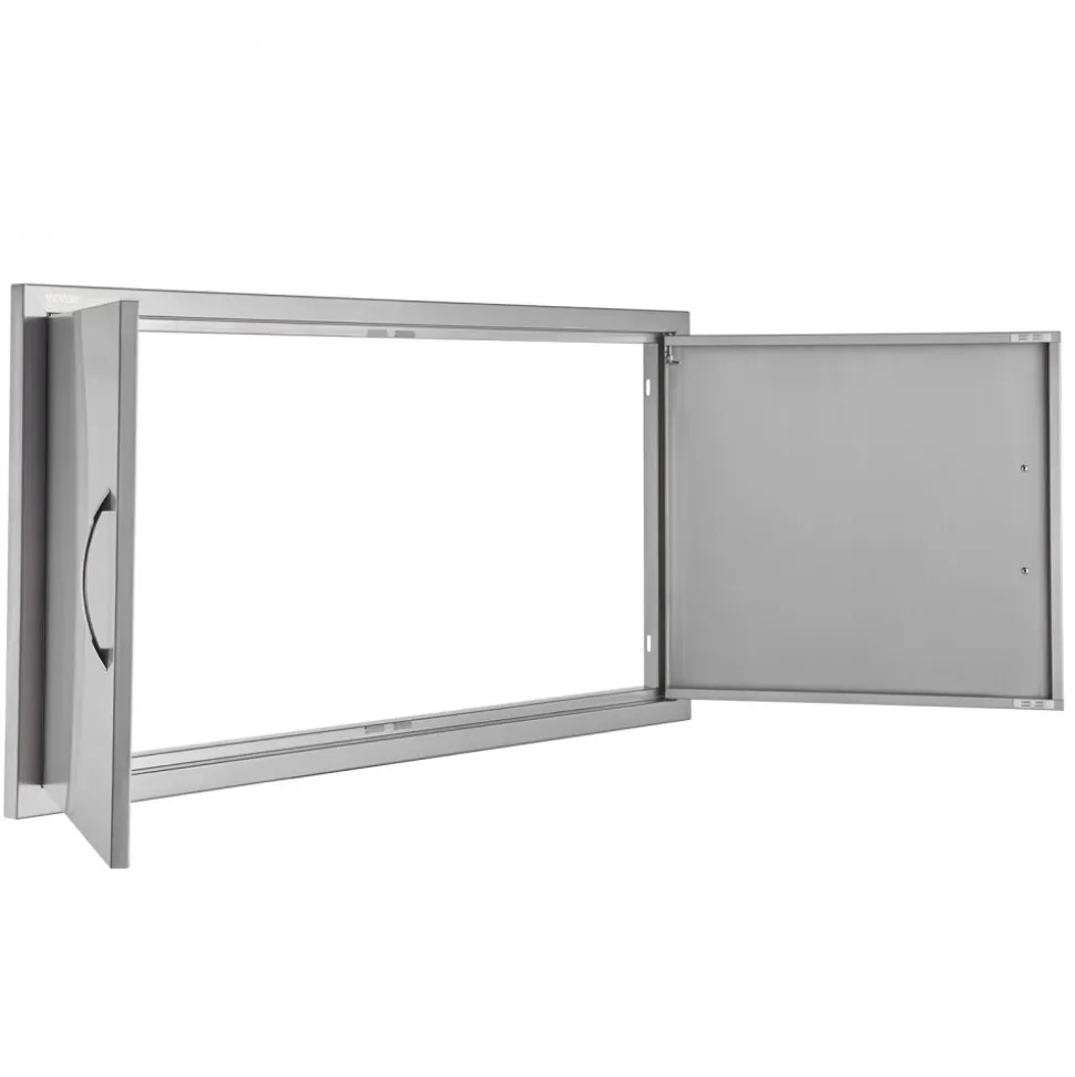VEVOR BBQ Access Door, 42W x 21H Inch Double Outdoor Kitchen Door, Stainless Steel Flush Mount Door, Wall Vertical Door with Handles, for BBQ Island, Grilling Station, Outside Cabinet