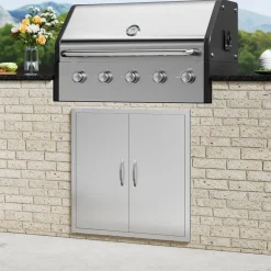 VEVOR BBQ Access Door, 31W x 31H Inch Double Outdoor Kitchen Door, Stainless Steel Flush Mount Door, Wall Vertical Door with Handles, for BBQ Island, Grilling Station, Outside Cabinet