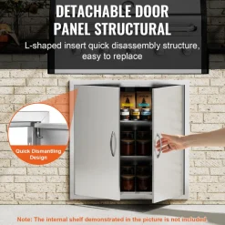 VEVOR BBQ Access Door, 31W x 31H Inch Double Outdoor Kitchen Door, Stainless Steel Flush Mount Door, Wall Vertical Door with Handles, for BBQ Island, Grilling Station, Outside Cabinet