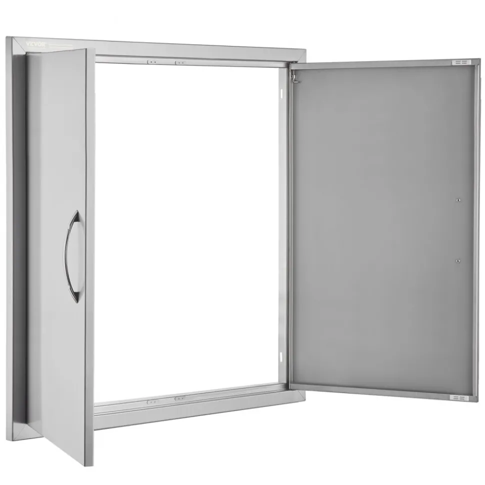 VEVOR BBQ Access Door, 31W x 31H Inch Double Outdoor Kitchen Door, Stainless Steel Flush Mount Door, Wall Vertical Door with Handles, for BBQ Island, Grilling Station, Outside Cabinet