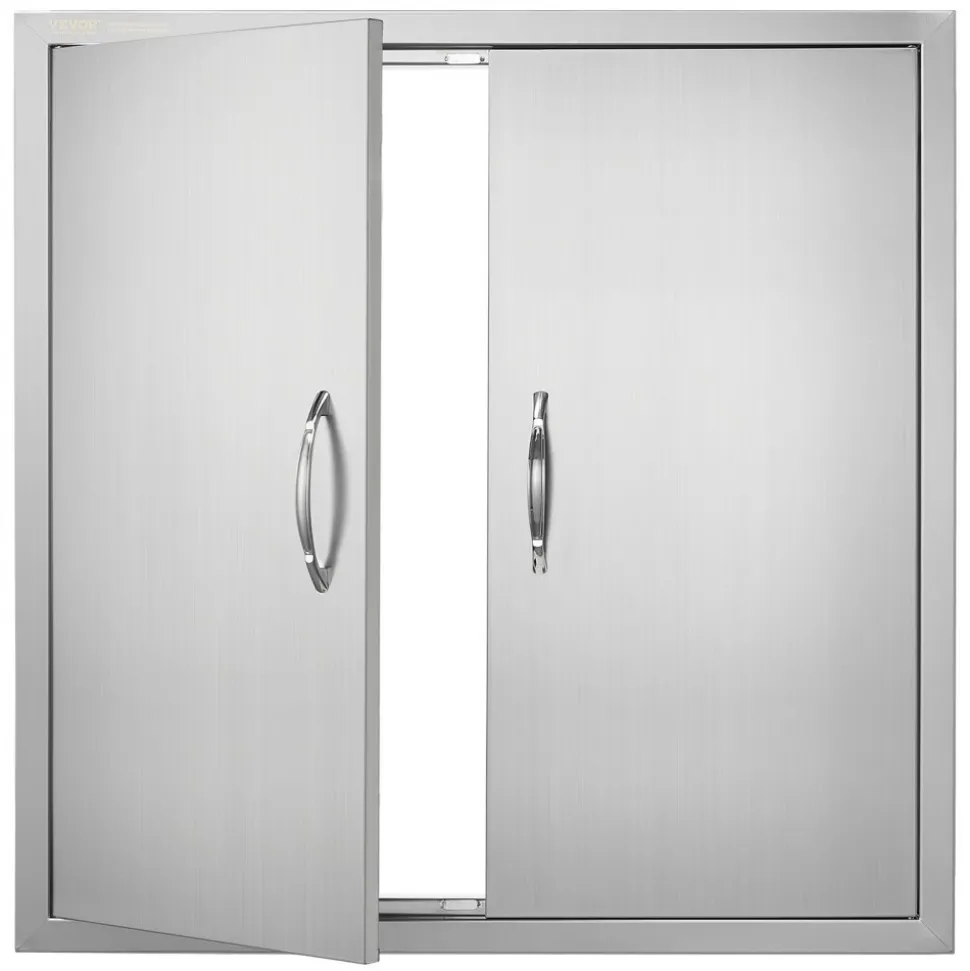 VEVOR BBQ Access Door, 31W x 31H Inch Double Outdoor Kitchen Door, Stainless Steel Flush Mount Door, Wall Vertical Door with Handles, for BBQ Island, Grilling Station, Outside Cabinet