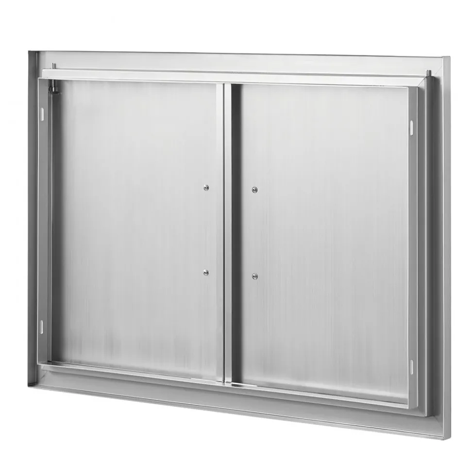 VEVOR BBQ Access Door, 30W x 21H Inch Double Outdoor Kitchen Door, Stainless Steel Flush Mount Door, Wall Vertical Door with Handles, for BBQ Island, Grilling Station, Outside Cabinet