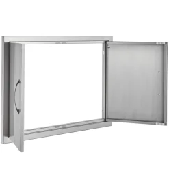 VEVOR BBQ Access Door, 30W x 21H Inch Double Outdoor Kitchen Door, Stainless Steel Flush Mount Door, Wall Vertical Door with Handles, for BBQ Island, Grilling Station, Outside Cabinet