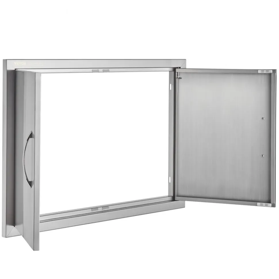 VEVOR BBQ Access Door, 30W x 21H Inch Double Outdoor Kitchen Door, Stainless Steel Flush Mount Door, Wall Vertical Door with Handles, for BBQ Island, Grilling Station, Outside Cabinet