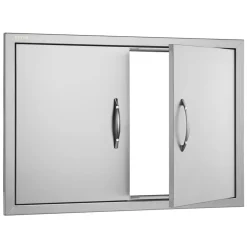 VEVOR BBQ Access Door, 30W x 21H Inch Double Outdoor Kitchen Door, Stainless Steel Flush Mount Door, Wall Vertical Door with Handles, for BBQ Island, Grilling Station, Outside Cabinet