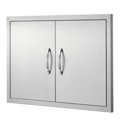 VEVOR BBQ Access Door, 30W x 21H Inch Double Outdoor Kitchen Door, Stainless Steel Flush Mount Door, Wall Vertical Door with Handles, for BBQ Island, Grilling Station, Outside Cabinet