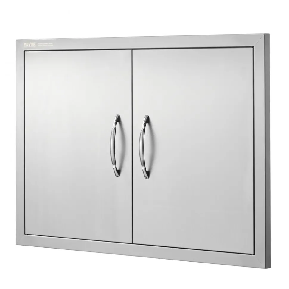 VEVOR BBQ Access Door, 30W x 21H Inch Double Outdoor Kitchen Door, Stainless Steel Flush Mount Door, Wall Vertical Door with Handles, for BBQ Island, Grilling Station, Outside Cabinet