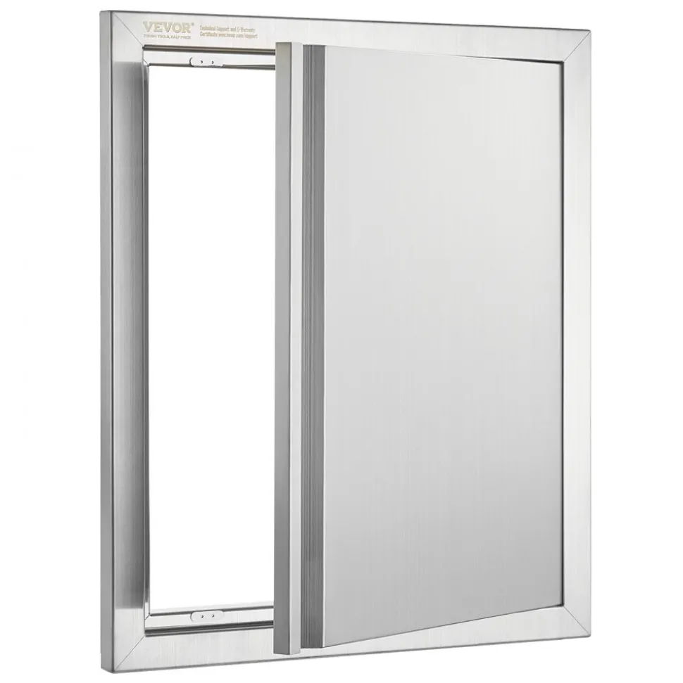 VEVOR BBQ Access Door, 18W x 21H Inch Single Outdoor Kitchen Door, Stainless Steel Flush Mount Door, Wall Vertical Door with Recessed Handle, for BBQ Island, Grilling Station, Outside Cabinet