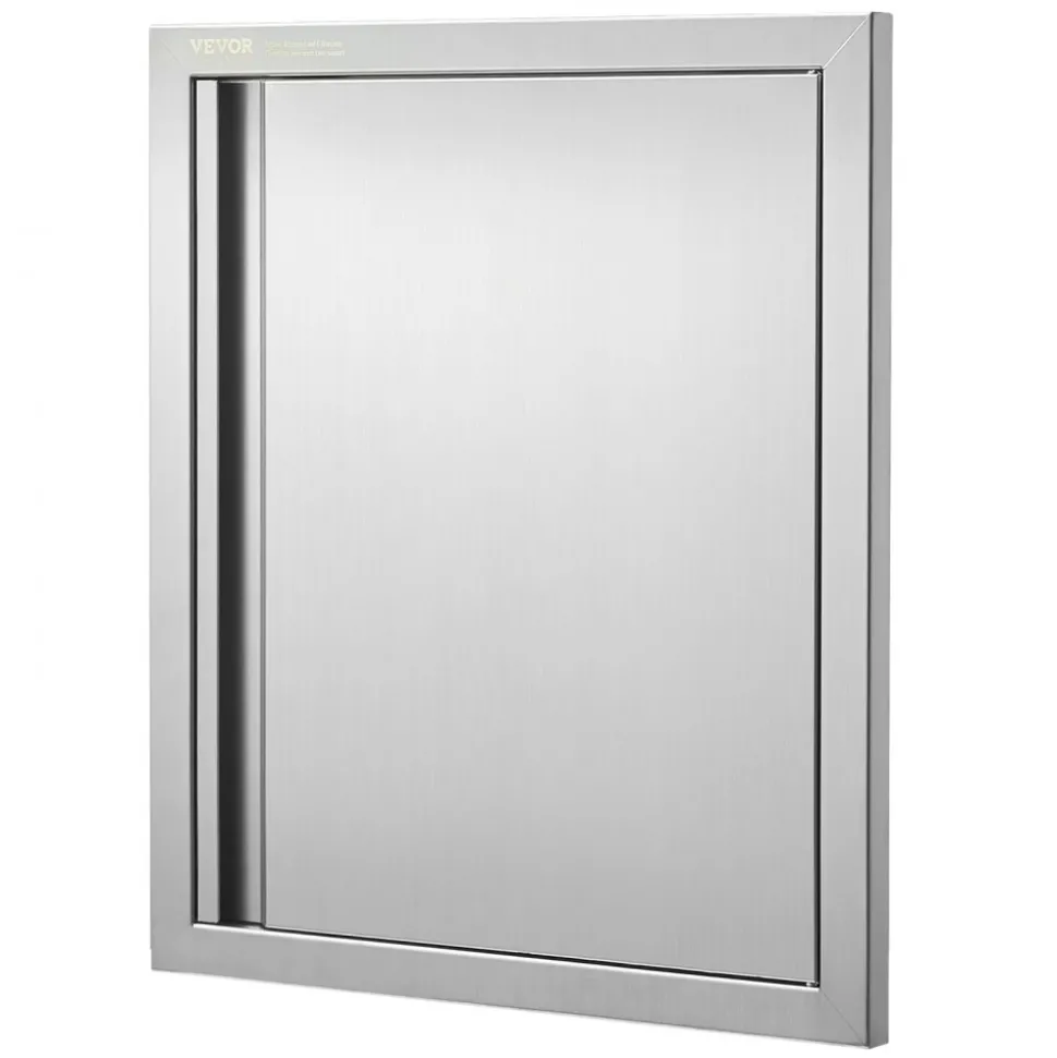 VEVOR BBQ Access Door, 18W x 21H Inch Single Outdoor Kitchen Door, Stainless Steel Flush Mount Door, Wall Vertical Door with Recessed Handle, for BBQ Island, Grilling Station, Outside Cabinet